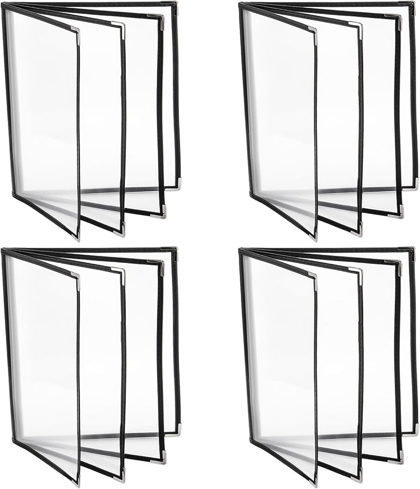 Nicunom 4PCS Menu Covers 8.5 X 11 Inch, 4 Page 8 View Restaurant Menu Covers Book, Clear Plastic ... | Amazon (US)