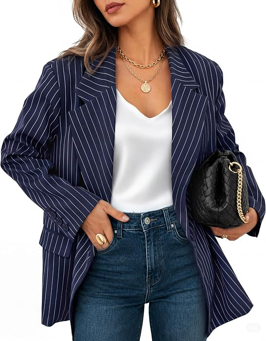 ZESICA Women's 2026 Fall Fashion Business Casual Striped Blazers | Amazon (US)