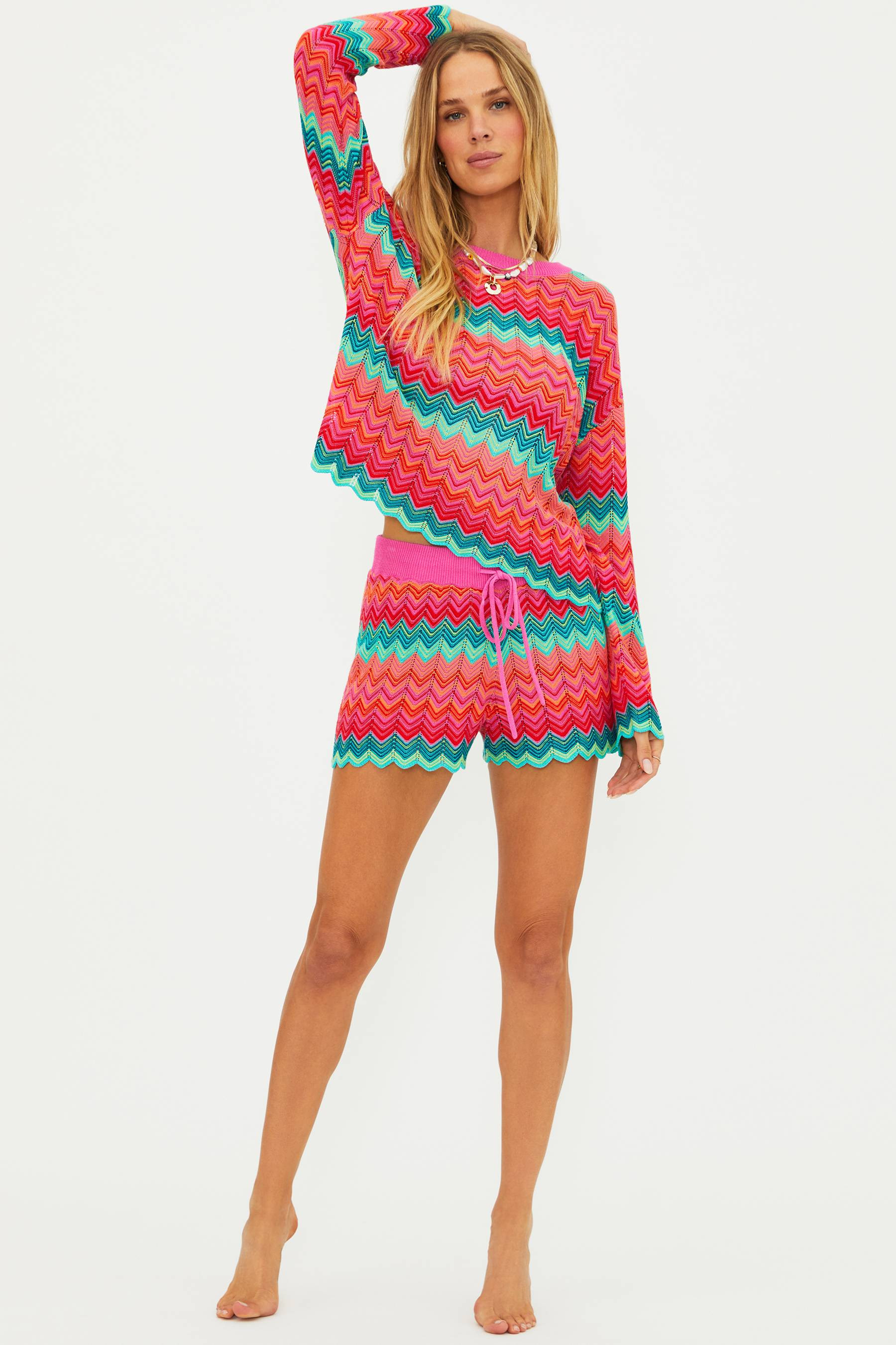 Balboa Short Strawberry Ice Chevron | Colorful Chevron Cover Up Short | Beach Riot | Beach Riot