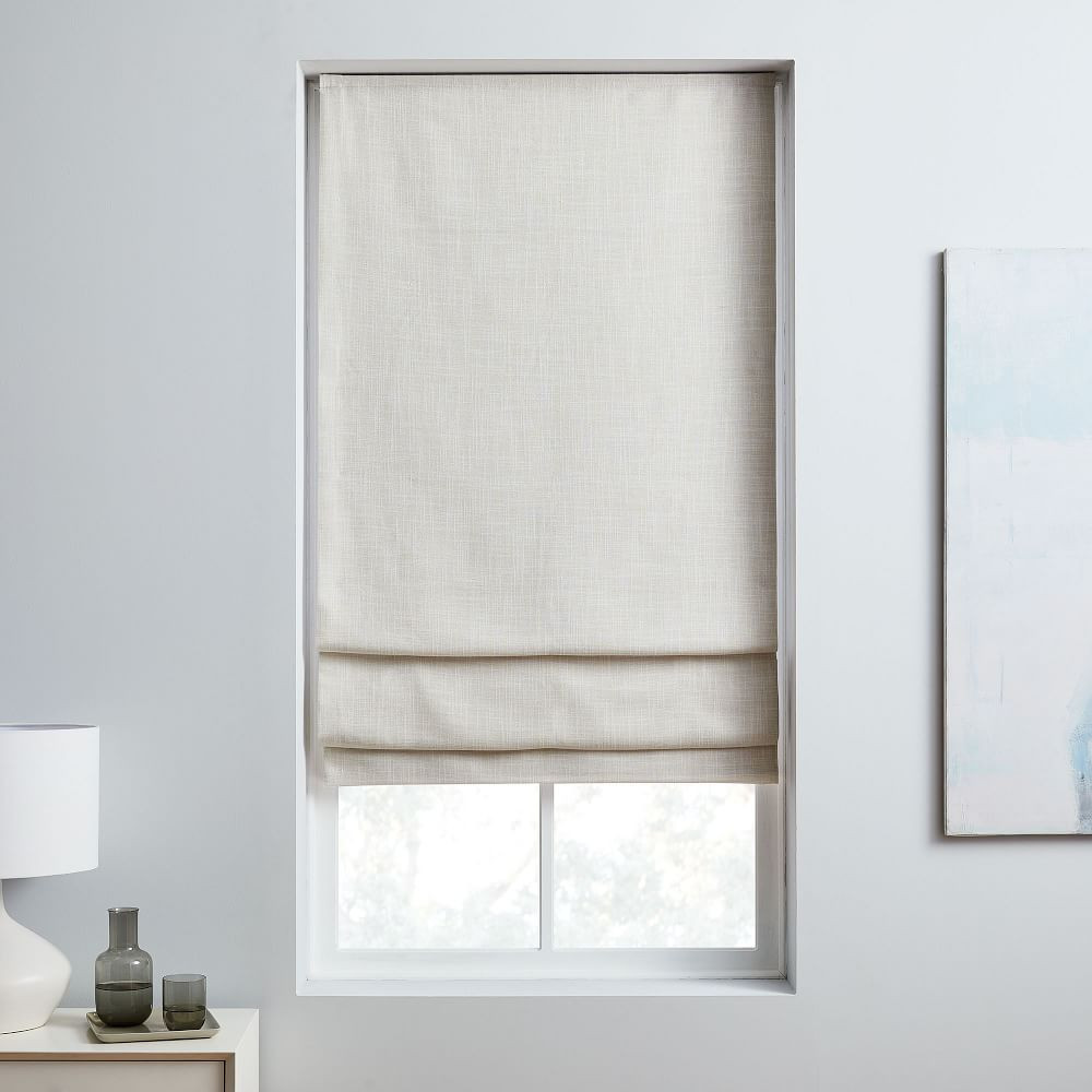 Custom Size Crossweave Roman Shades &amp; Blackout Lining | West Elm (US)
