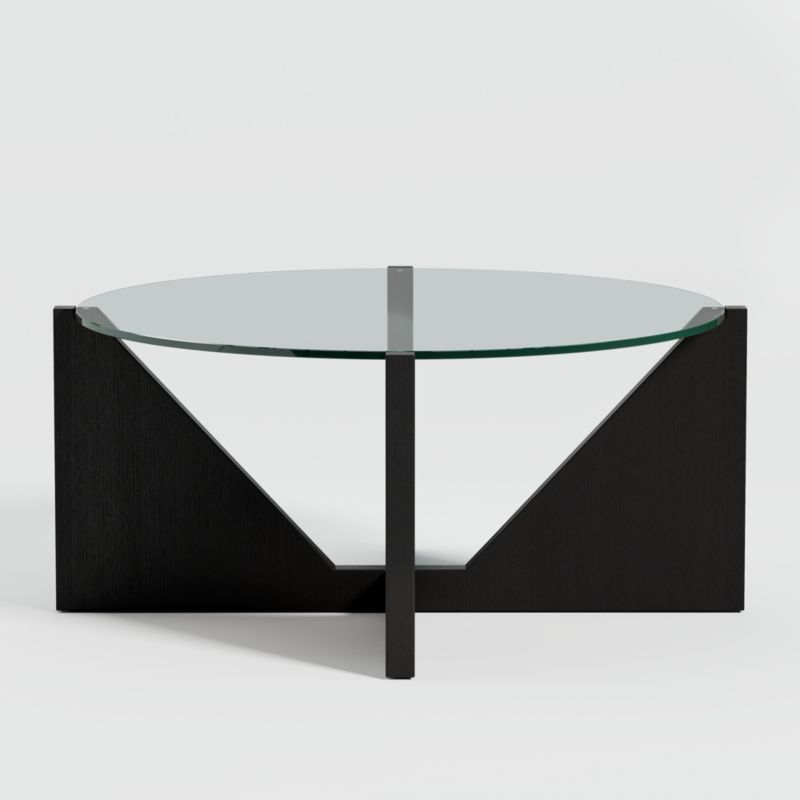 Miro Glass Coffee Table with Black Wood Base | Crate & Barrel | Crate & Barrel