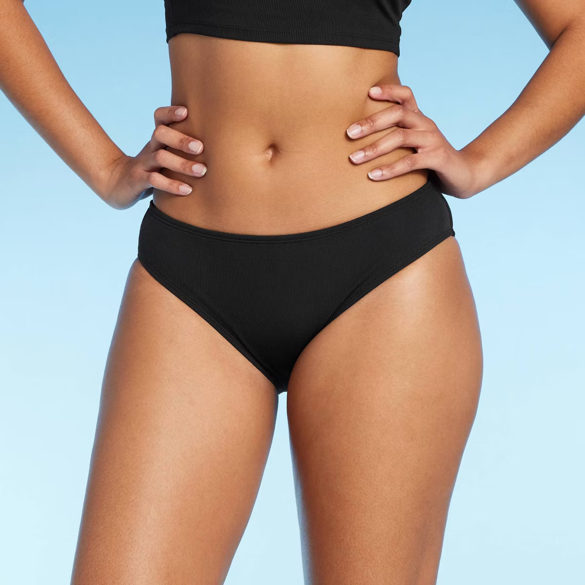 Women's Ribbed Hipster Bikini Bottom - Shade & Shore™ Black L | Target