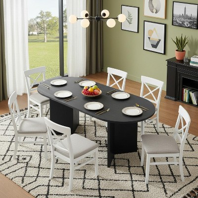 Homy Casa Oval Dining Table, Black Wood Finish – Modern Minimalist Centerpiece | Target
