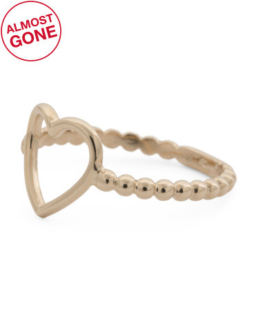 Made In Italy 14kt Gold Open Heart Beaded Ring | TJ Maxx