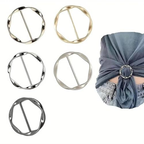YANCHUN 4Pcs Scarf Ring Tshirt Ties Cinch Clips for Women Clothing Metal Pearl Flower Round Circle Scarf Pin Rings and Slides for Scarves Buckle for Women Trendy 2025 | Amazon (US)