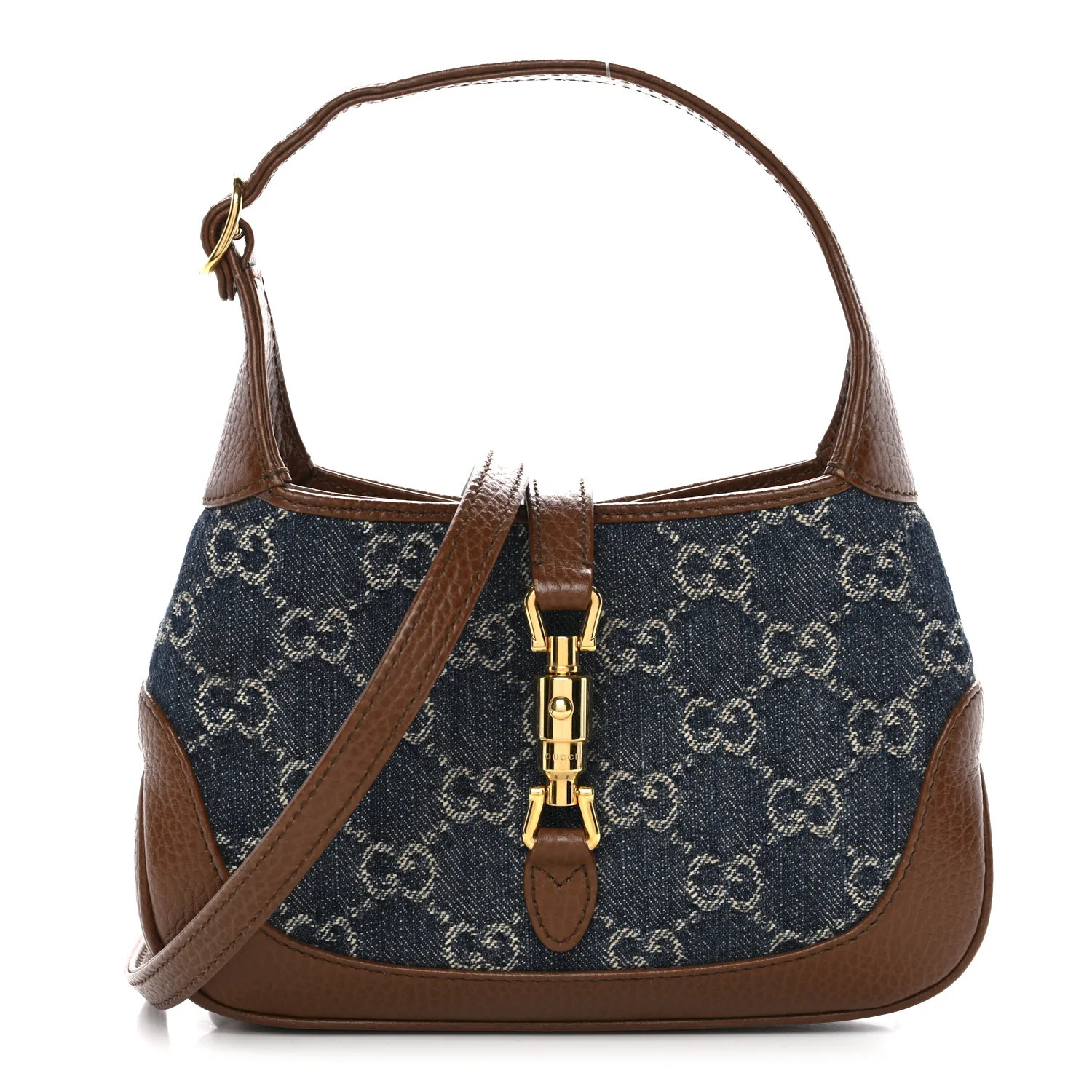 Gucci New Denim GG Monogram Calfskin Mini Jackie 1961 Hobo Blue Tea Cuir 1820882 | FASHIONPHILE (US)