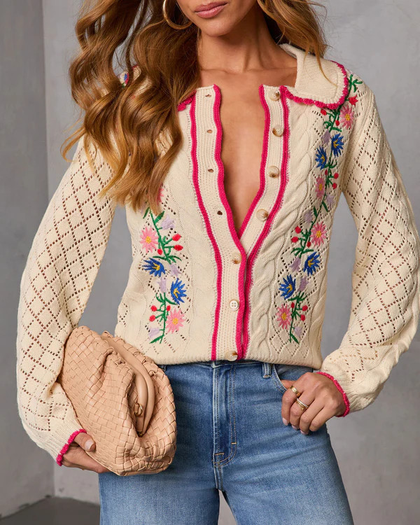 Sweet Meadow Embroidered Knit Sweater | VICI