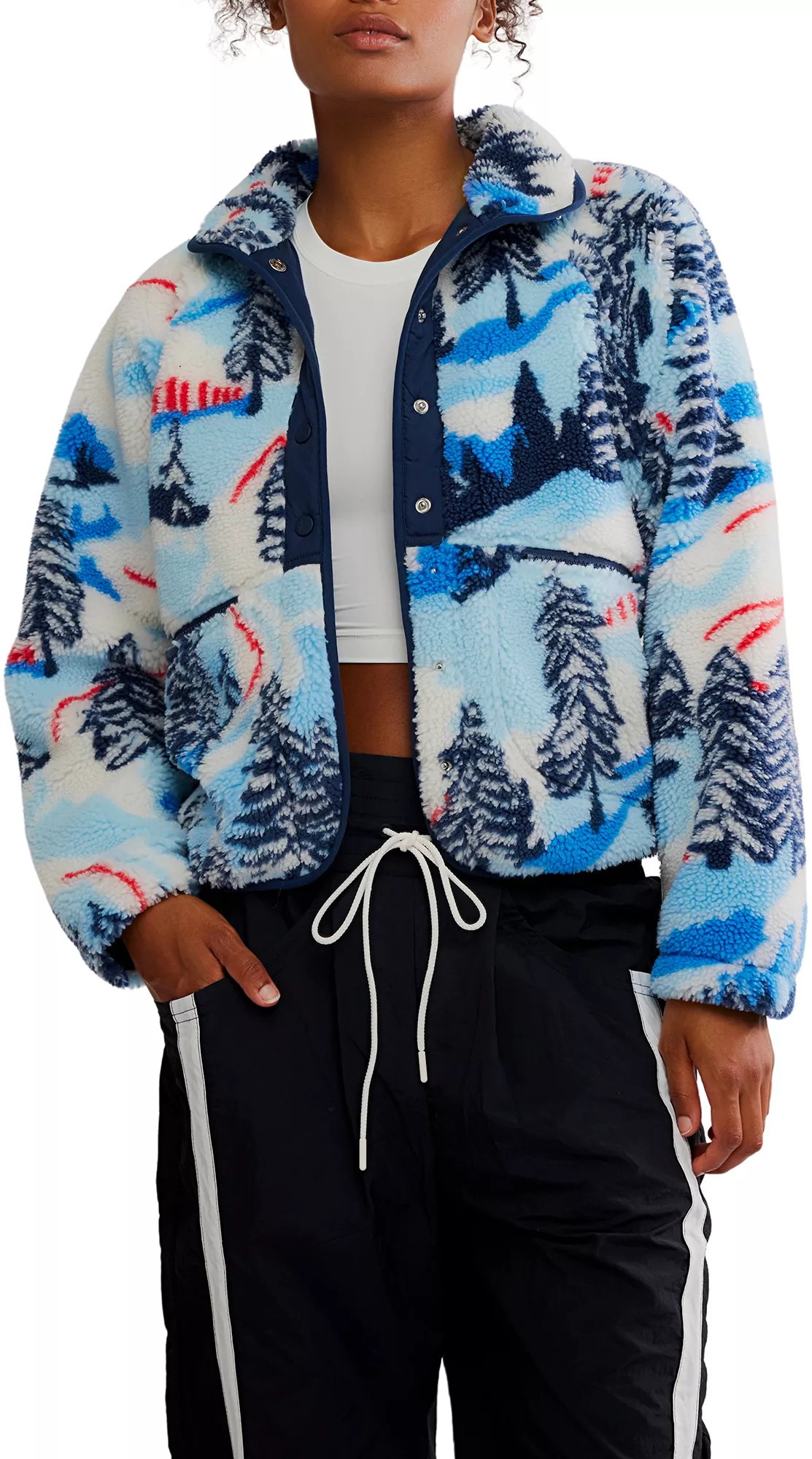 FP Movement Women's Hit The Slopes Printed Fleece Jacket, XS, Alpine Combo | Going Going Gone