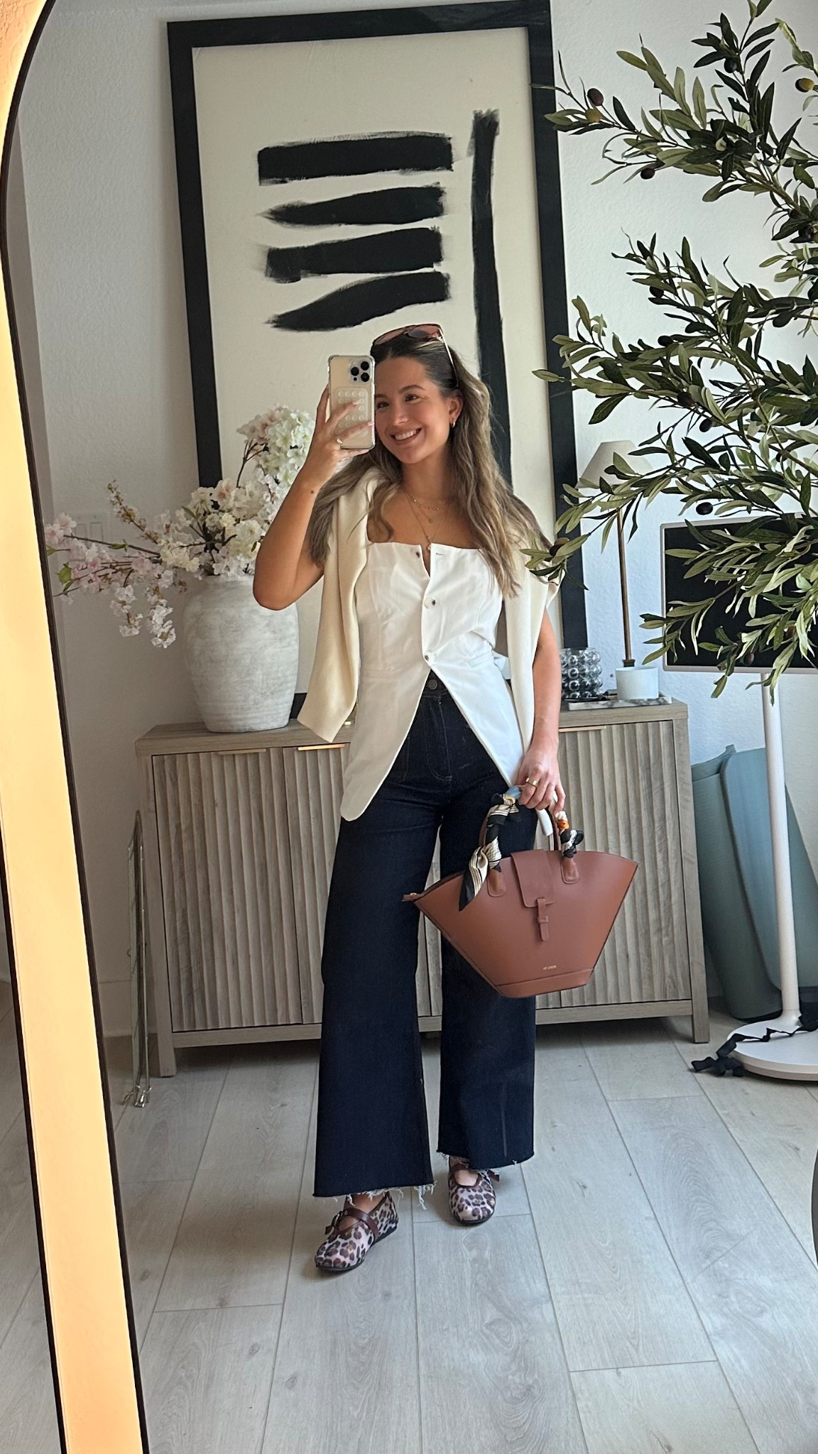Top: Medium 
Shoes: Size up 

Cute spring outfit