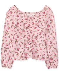 Girls Long Sleeve Floral Print Peasant Top | The Children's Place | The Children's Place