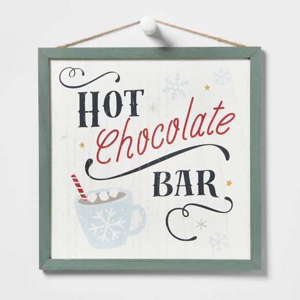 Hot Chocolate Bar with Wood Frame Hanging Sign Gray - Wondershop&#8482; | Target