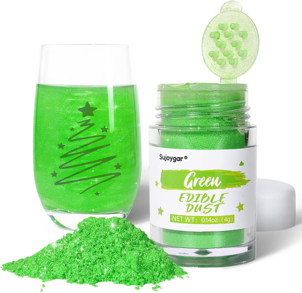 Sujoygar Green Edible Glitter for Cocktails, Food Grade 4g Luster Dust Edible Drink Glitter Shimm... | Amazon (US)