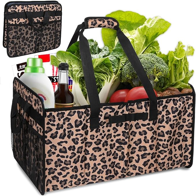 Muzale Reusable Grocery Bags Foldable Extra Large Utility Tote Bag with Wire Frame Heavy Duty Sho... | Amazon (US)