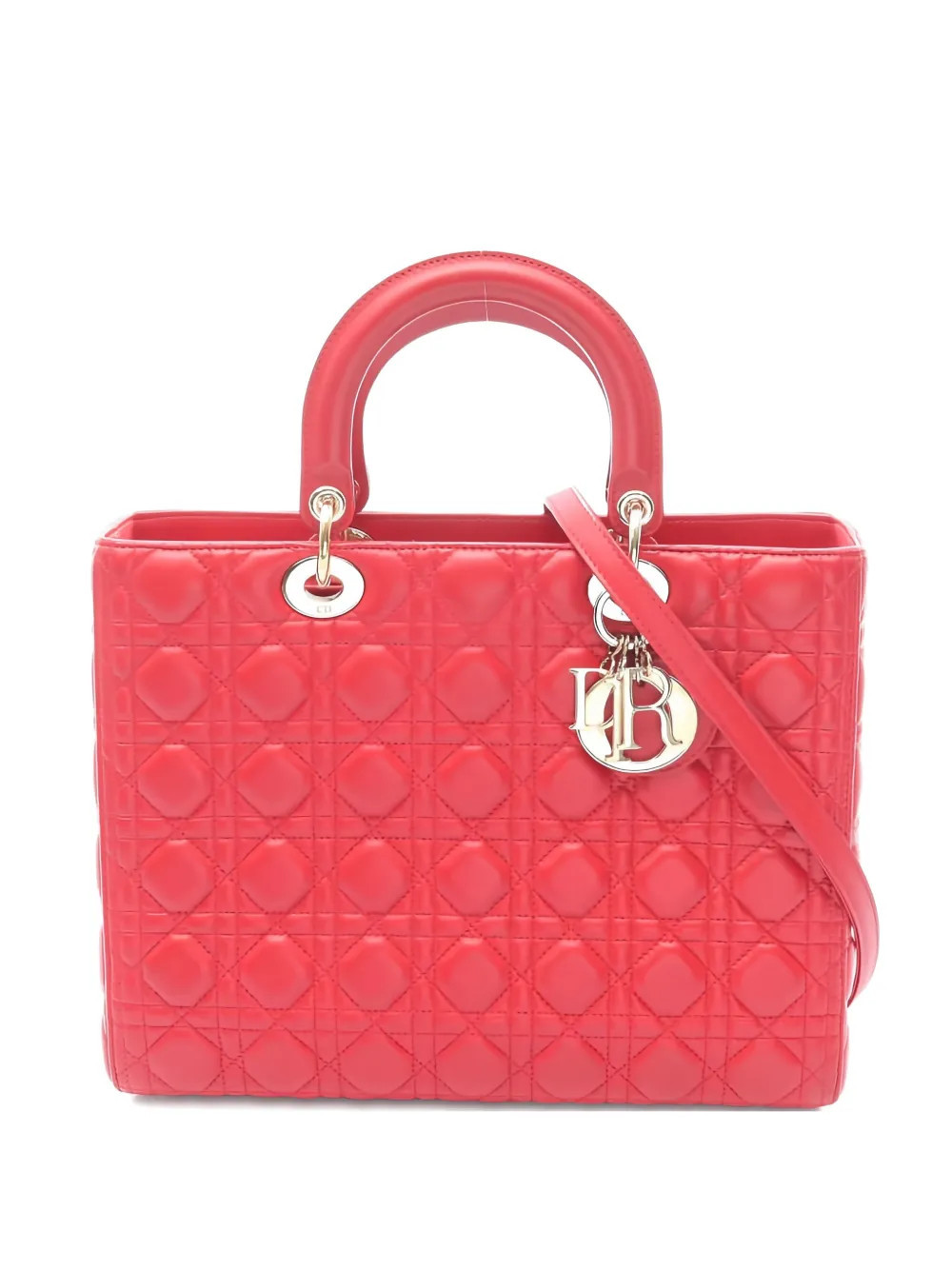 Christian Dior Pre-Owned 2010s Lady Dior canage-pattern tote bag - Red | Farfetch Global