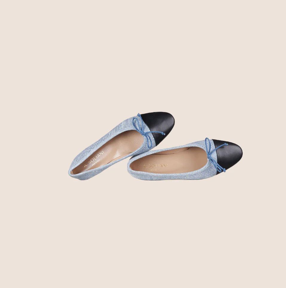 Como Ballet Flat in Denim/Black | A. Soliani | A.Soliani