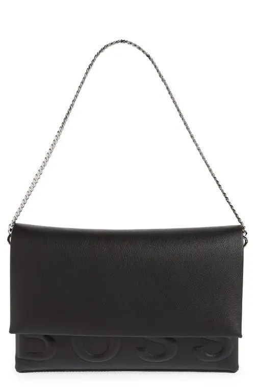 BOSS Rose Faux Leather Clutch in Black at Nordstrom | Nordstrom