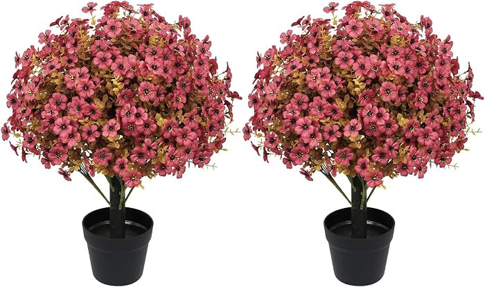 24" Artificial Fall Potted Plants Outdoor, Faux Mums Flowers 2 Pcs | Amazon (US)