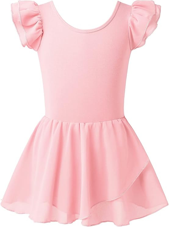 MERIABNY Girls Leotards for Dance Ruffle Sleeves Criss-cross Back Ballet Tutu Dresses for 3-9 Yea... | Amazon (US)
