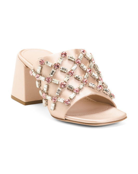 Made In Italy Raso 7 Embellished Satin Heeled Sandals | TJ Maxx