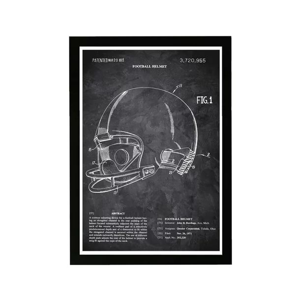 Wynwood Studio Sports and Teams Framed Wall Art Prints 'Football Helmet 1973 Chalkboard' Football... | Walmart (US)