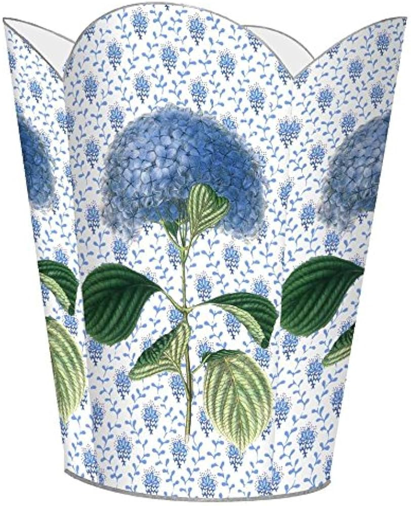 Marye-Kelley WB396-Blue Hydrangea on Provencial Print Wastepaper Basket | Amazon (US)