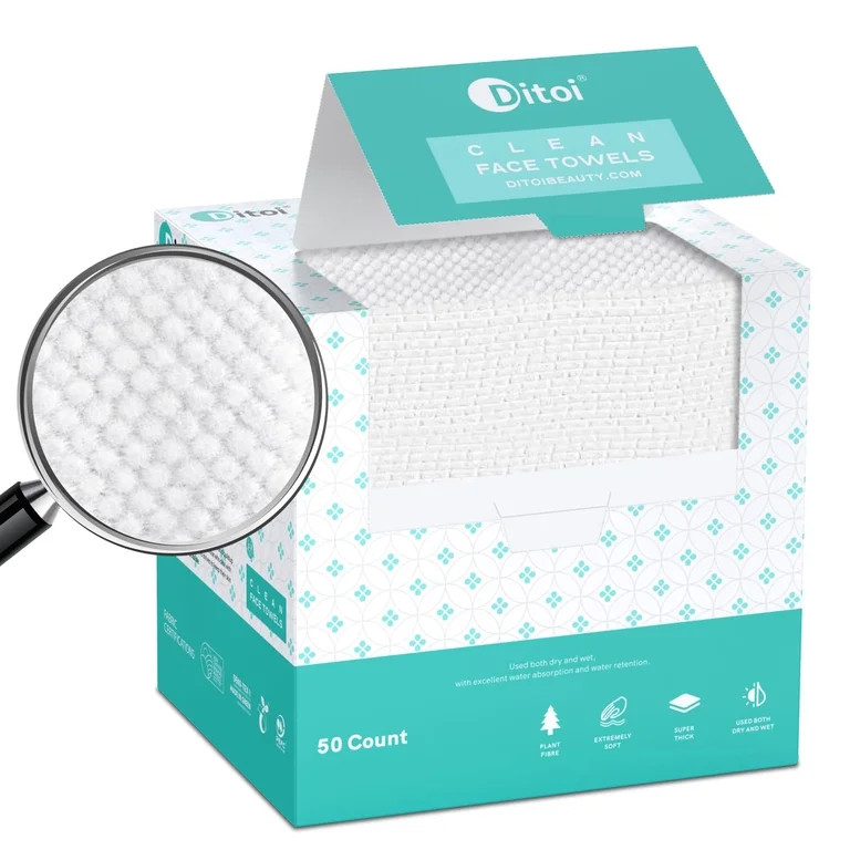 Ditoi Disposable Face Towels, Super Soft and Thick Gentle Exfoliation Clean Dry Wipes XL, Biodegr... | Walmart (US)