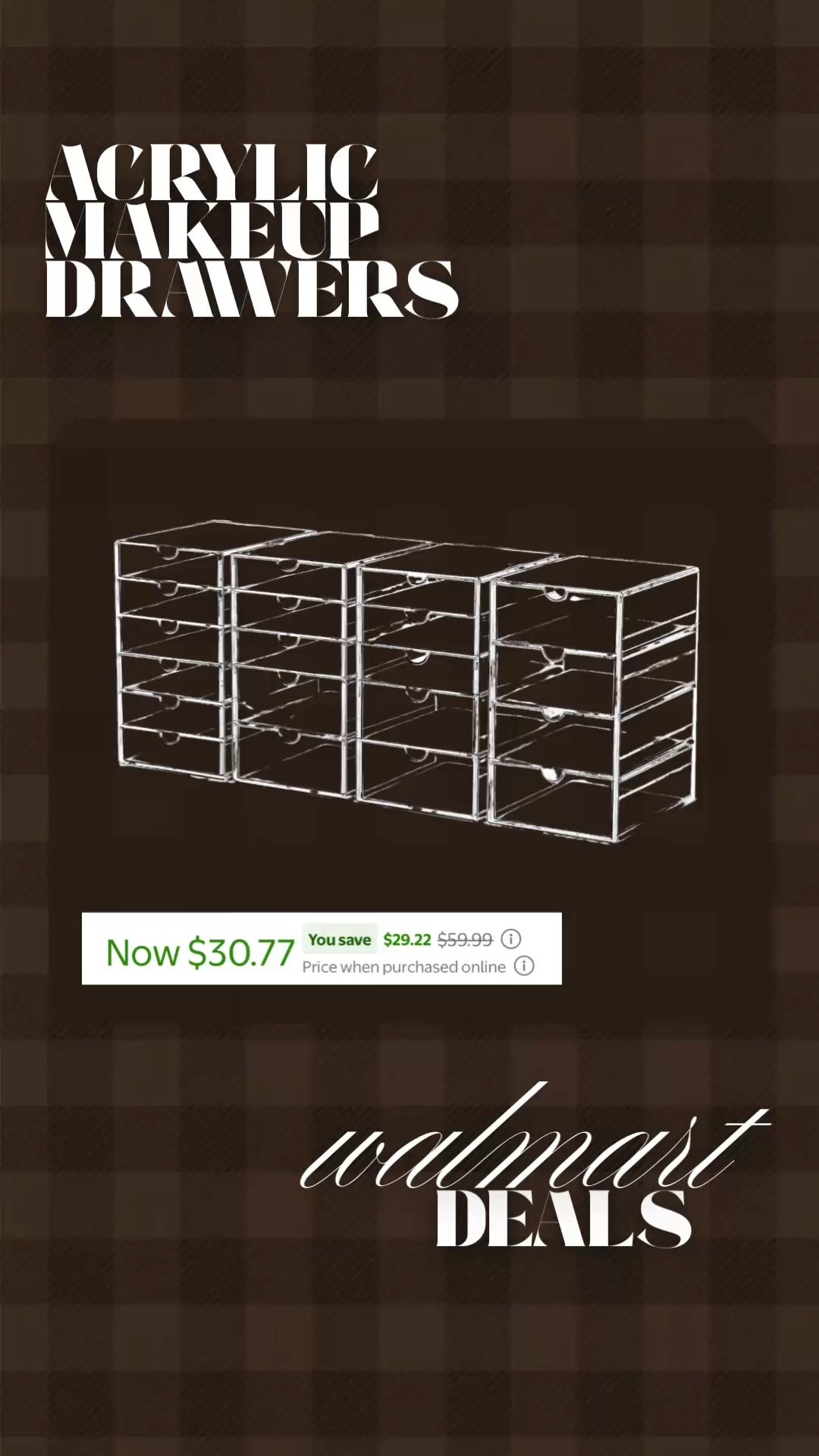 Acrylic makeup drawer set on sale 

Walmart finds, Walmart deals, makeup storage 

#LTKFindsUnder50 #LTKBeauty #LTKSaleAlert