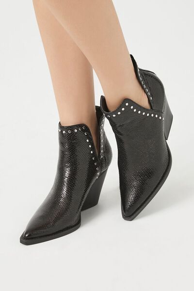 Stud-Trim Faux Croc Booties | Forever 21 | Forever 21 (US)