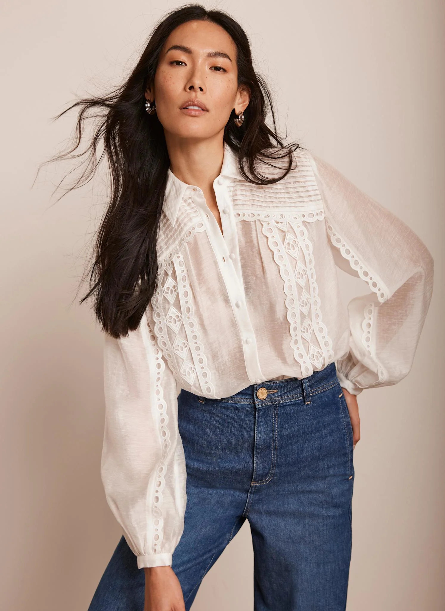 White Trim Detail Shirt | Mint Velvet
