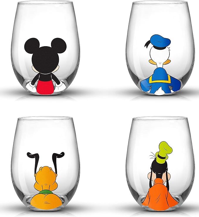 JoyJolt Disney Mickey Mouse Squad Collection Tumblers. 15oz Stemless Wine Glasses Set of 4 Stemle... | Amazon (US)