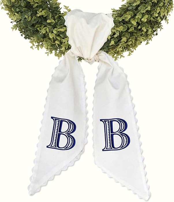 Monogram Wreath Sash, Custom Embroidered Wreath Ribbon for Front Door, Holiday Home Decor (Edge W... | Amazon (US)