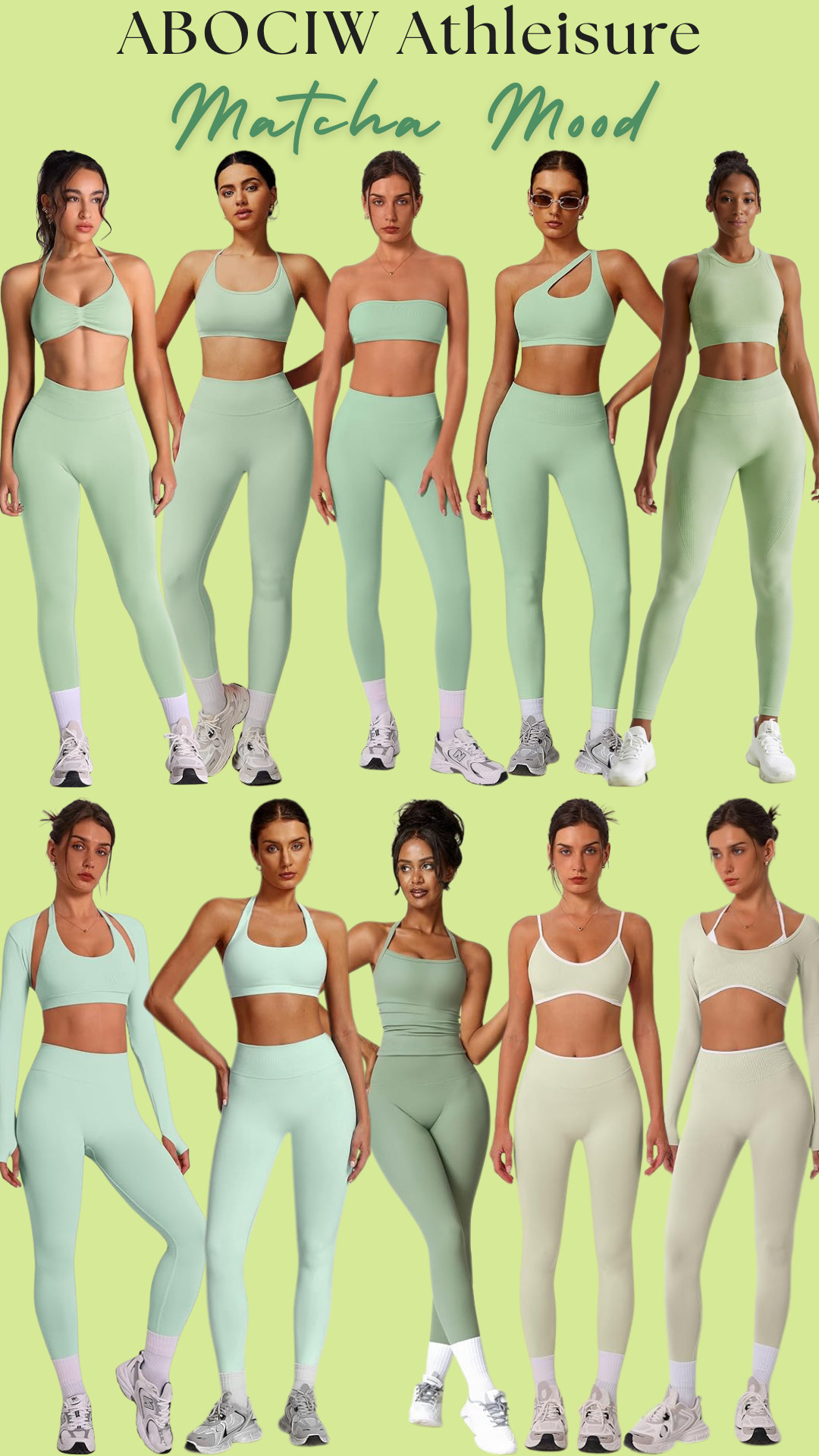 ABOCIW Elevated Athleisure Collection | Matcha Mood Green Edit

ABOCIW Matcha Mood athleisure sets are the soft girl green you NEED this season 🌿✨

If you’ve been looking for activewear that’s flattering, not see-through, and actually cute enough to wear outside the gym… these ABOCIW seamless workout sets are everything.

Featuring:
ABOCIW seamless high waisted leggings + matching sports bras, bandeau tops, one shoulder bras, halter tanks, and long sleeve crop tops

These sets are:
• smoothing + sculpting (snatches your waist without digging in)
• squat-proof seamless leggings (no see-through stress 🙃)
• lightweight + breathable (perfect for spring & hot summer days)
• supportive tops that stay in place (no adjusting mid workout)

The matcha, pistachio, sage, and light green tones are SO on trend—giving that clean girl, soft aesthetic while still looking elevated and put together.

Perfect for:
• Pilates, yoga & low impact workouts
• gym sessions + weight training
• hot girl walks & everyday errands
• travel outfits + airport looks ✈️
• vacation outfits + resort wear
• lounging but still looking effortlessly cute

These ABOCIW athleisure sets are the kind you can wear from a workout → to brunch → to travel days without changing. Minimal, flattering, and versatile.

If you want seamless leggings that stay up, smooth everything out, and give that effortless “put together” look… this set is a must.

↓ Everything is linked! 

 

#LTKActive #LTKSaleAlert #LTKTravel