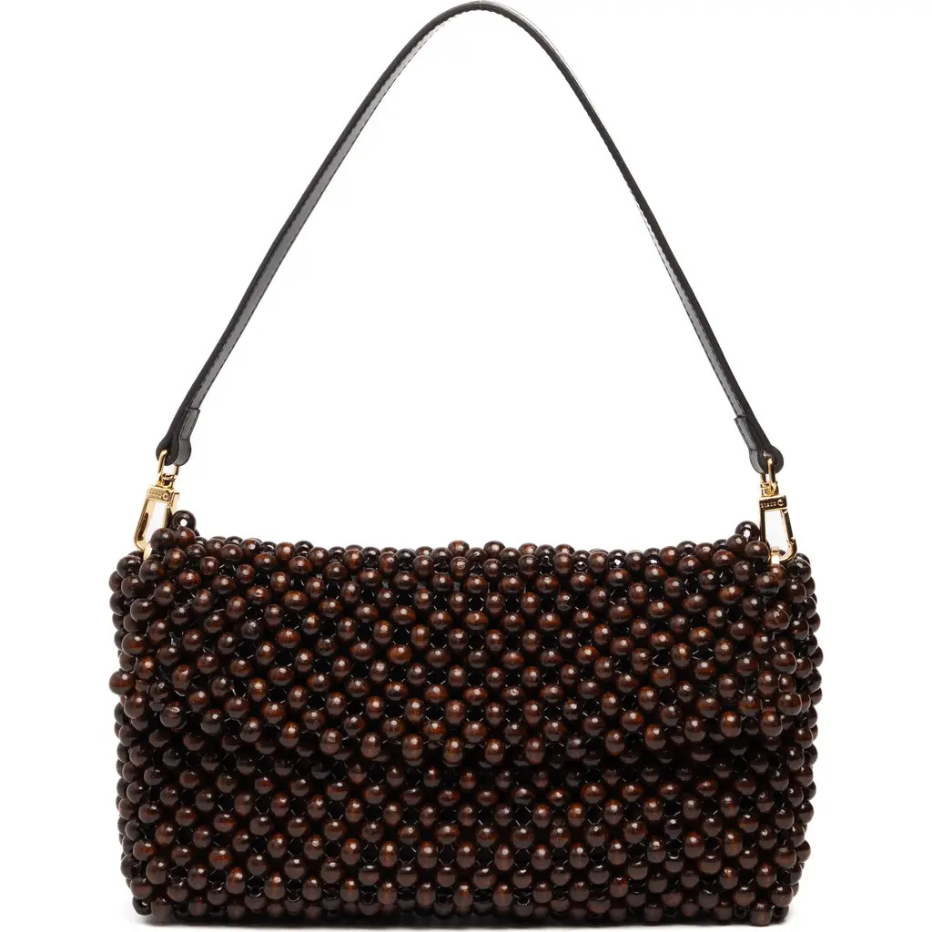 STAUD Timmy Beaded Shoulder Bag in Dark Brown at Nordstrom | Nordstrom