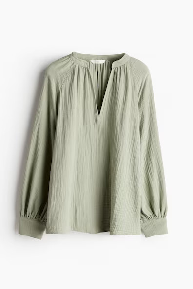 H & M - Doppelt gewebte Bluse - Grün - Damen | H&M (DE, AT, CH, NL, FI)
