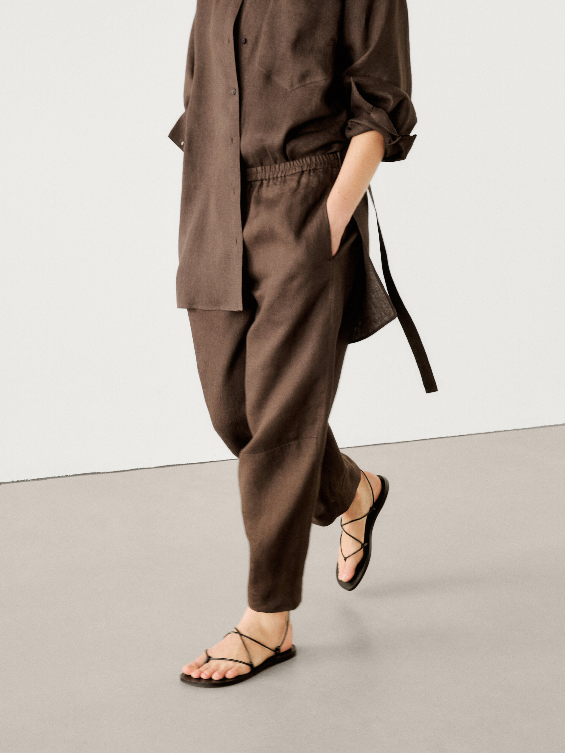 Linen barrel co-ord trousers | Massimo Dutti US