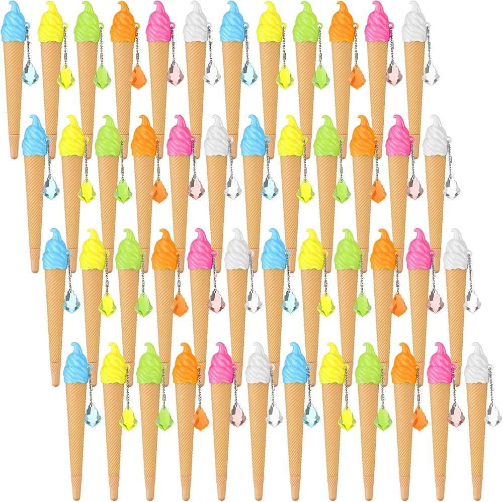 48 Pack Ice Cream Pen Assorted Color Cute Pens for Kids Ice Cream Cone Novelty Pens Novelty Cute ... | Amazon (US)