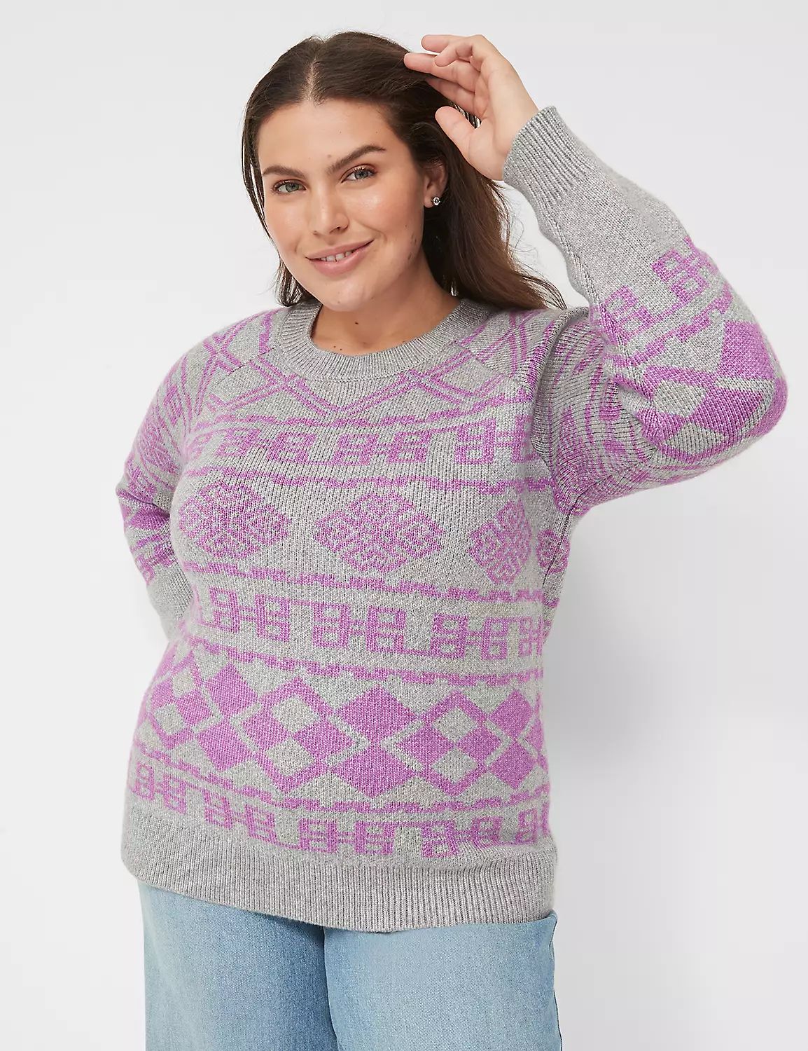 Crew-Neck Jacquard Sweater | LaneBryant | Lane Bryant (US)