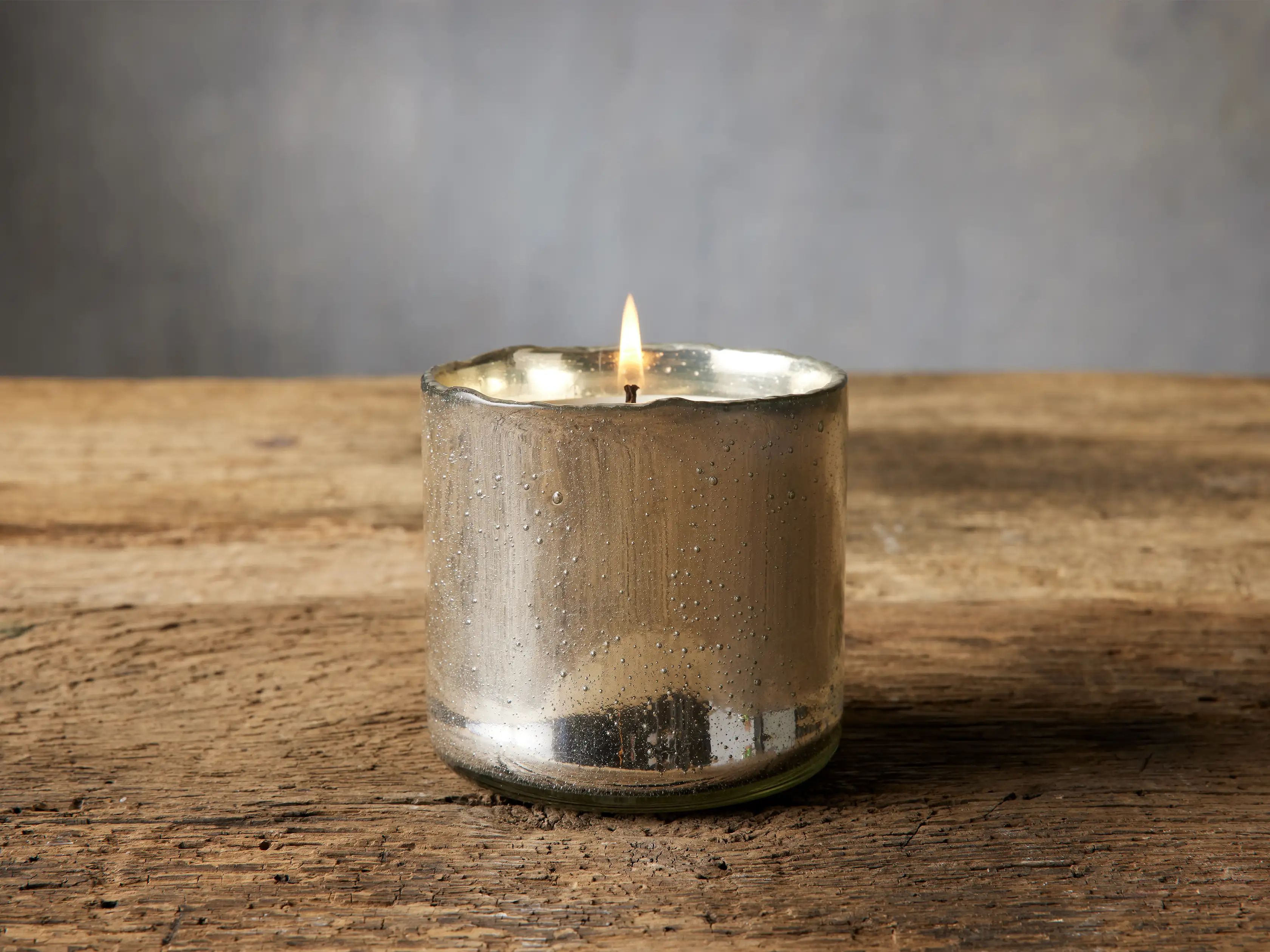 Tobacco Bark Mercury Glass Candle | Arhaus