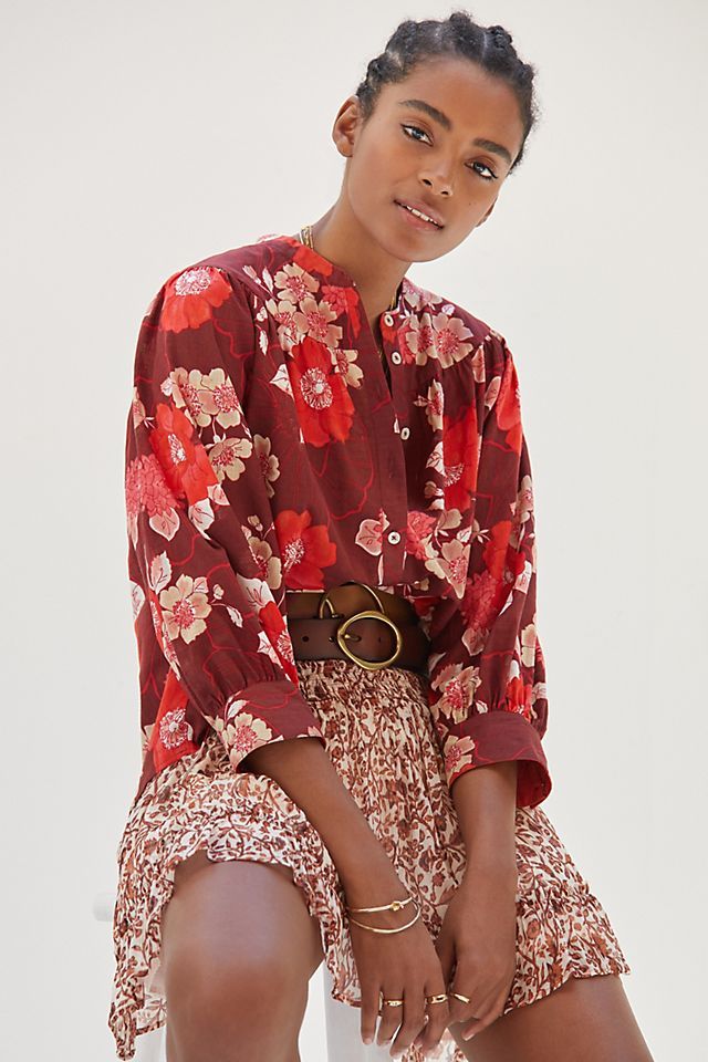 Floral Puff-Sleeved Buttondown | Anthropologie (US)