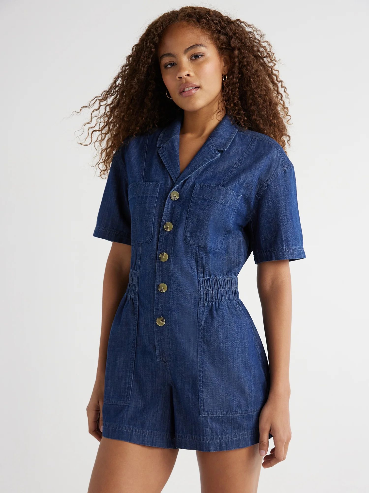 Free Assembly Women’s Utility Romper with Short Sleeves, 4.5” Inseam, Sizes XS-XXL | Walmart (US)