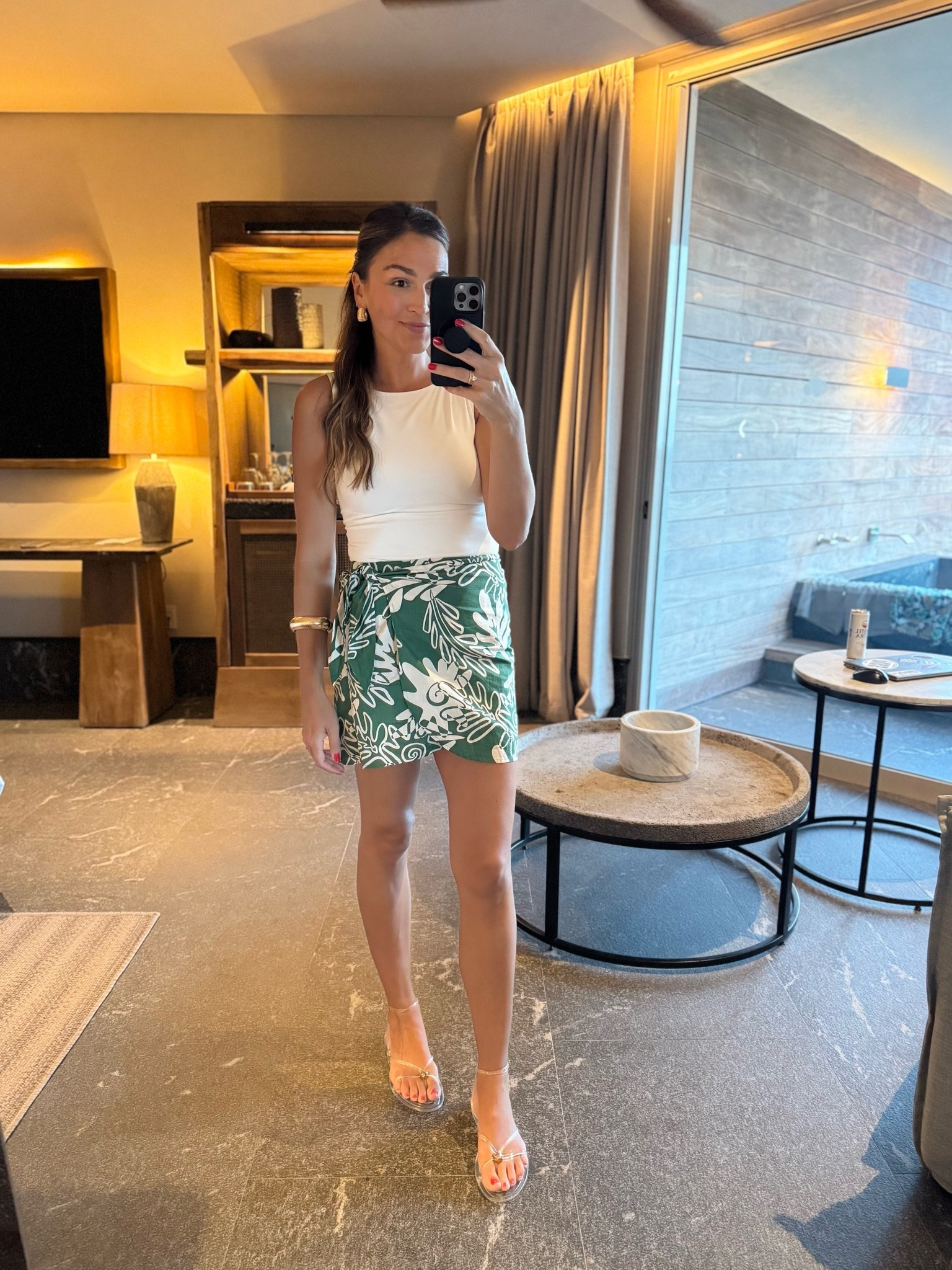 🌴🌴🌴🌴
Tank: medium
Wrap skirt (not a true wrap but the tie is adjustable; runs slightly large): XS 
Clear strappy jelly sandals: TTS

Vacation outfit, Mexico, wrap skirt, vacations outfit beach

#LTKootd #LTKmomlife #LTKTravel