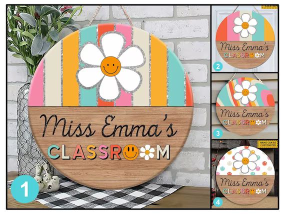 Custom Teacher Door Sign | Teacher Appreciation | Cute Flower Teacher Door Hanger | Back To Schoo... | Etsy (US)