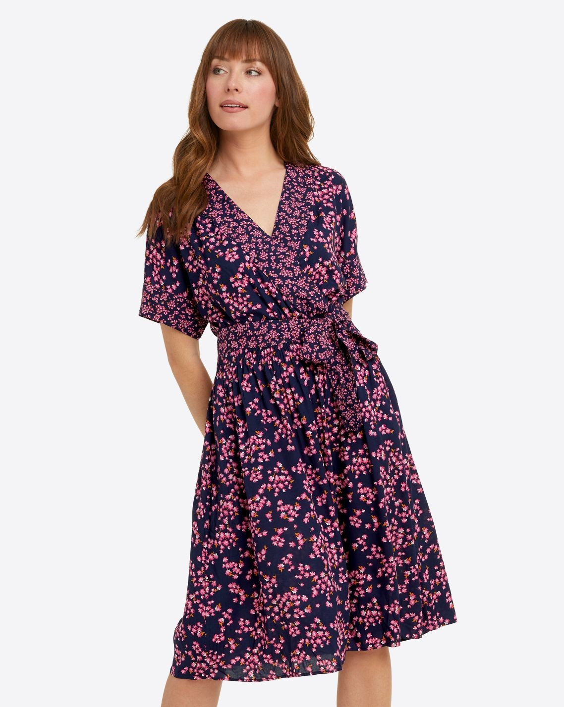 Miranda Wrap Dress in Navy Cherry Blossom | Draper James (US)