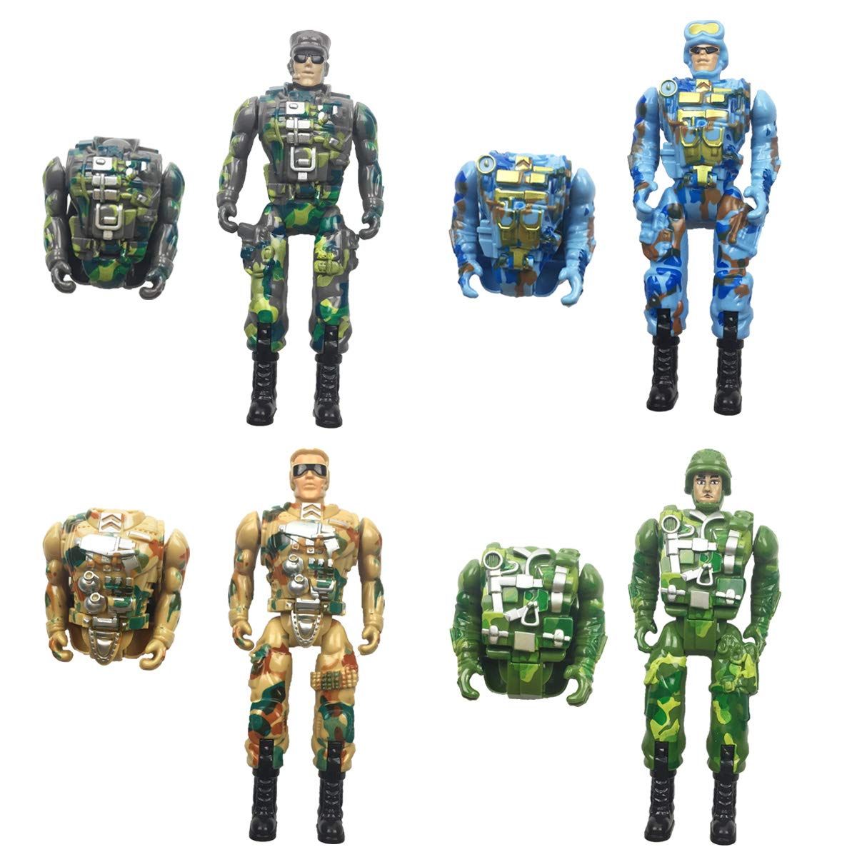 QINGQIU 4 Pack Jumbo Soldier Deformation Easter Eggs with Toys Inside for Kids Boys Girls Easter ... | Amazon (US)