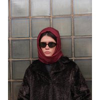 Pillow Headscarf - Balaclava in Burgundy, Scarf Quilted Shawl Bandana Puffer, Babyshka Style Quilted Headscarf, The Bear | Etsy (US)