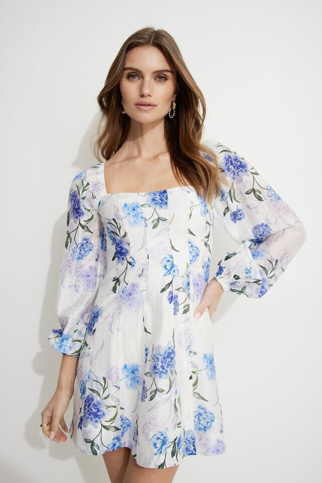 Amelie Balloon Sleeve Mini Dress | Dynamite Clothing