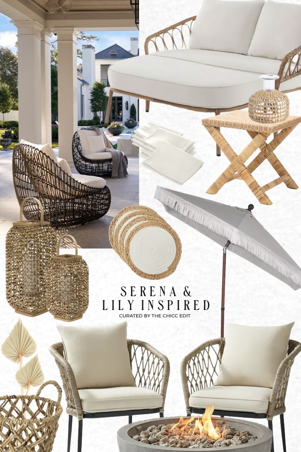 Serena & Lily look for less 🤍

#outdoor #patio #furniture #wicker #pool lantern fire pit umbrella chair 

#LTKHome #LTKFindsUnder50 #LTKOver40