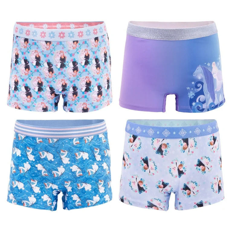 Frozen Girls Boyshort Character Underwear, 4-Pack, Size 4-10 | Walmart (US)
