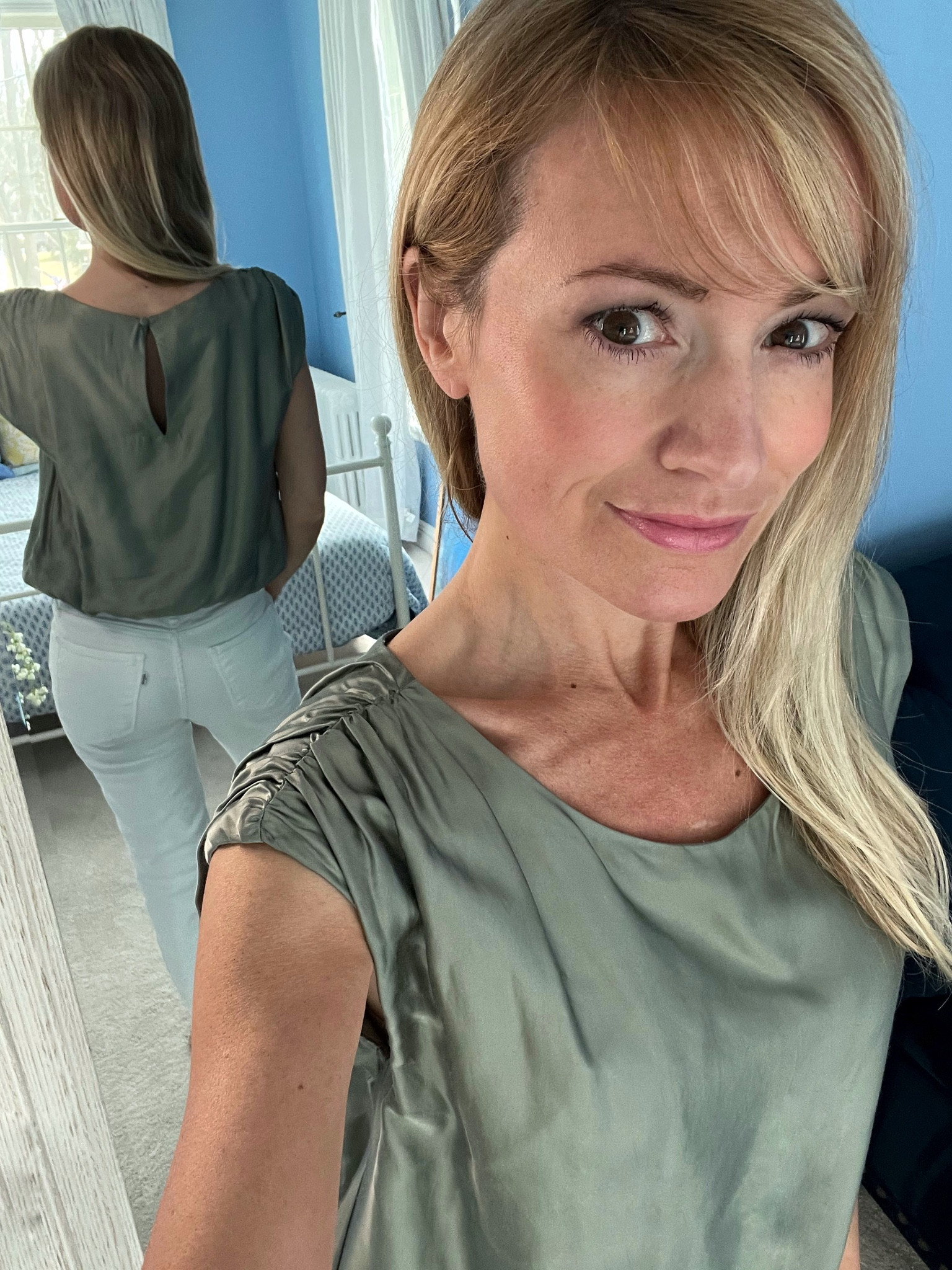 Anthropologie sill top and white jeans

#LTKunder50 #LTKSeasonal #LTKstyletip