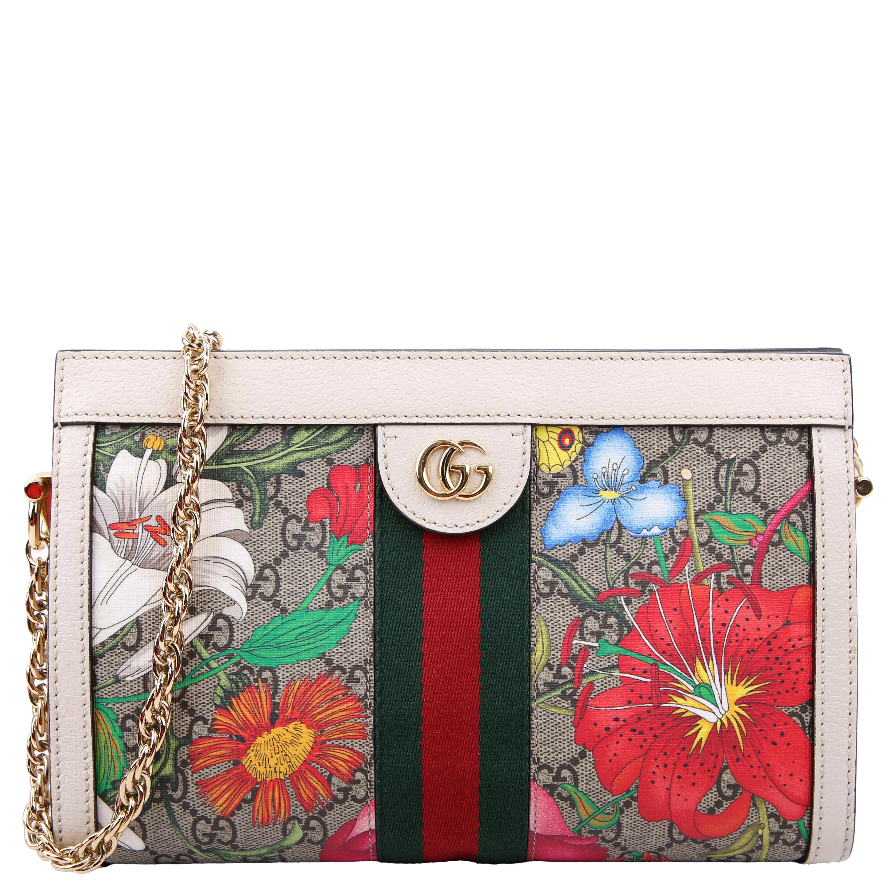 503877 GG Supreme Flora Ophidia Small Chain White | Keeks Designer Handbags